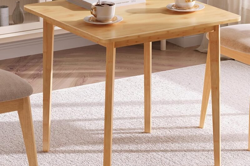 HOOBRO Bamboo Dining Table, Square Dining Table for 2, 27.6″ Kitchen Table for Small Space, Writing Table, Easy to Assemble, for Dining Room, Living Room, Office, Kitchen, Natural YL70CZ01G1