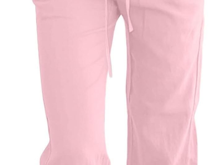 Capri Pants for Women Casual 2025 Summer Drawstring Elastic High Waist Linen Pant Straight Wide Leg Cropped Trouser