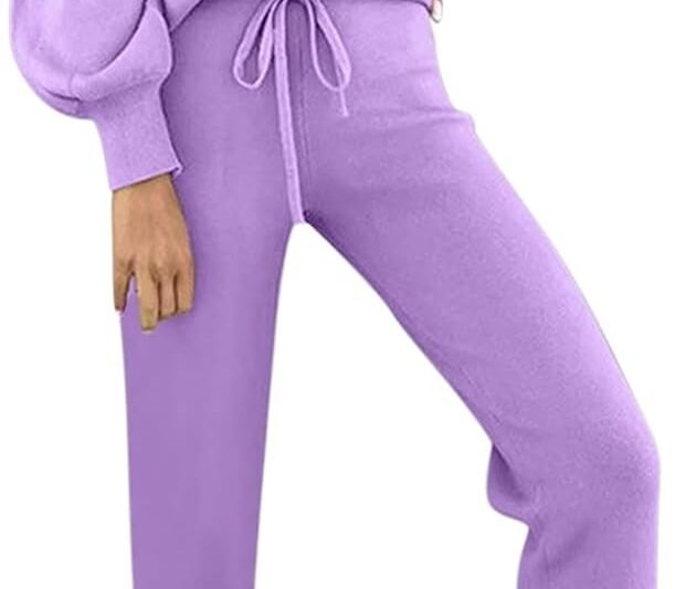 Womens Sweatsuits 2 Piece Set Airport Outfits for Women Crewneck Long Sleeve Sweatshirts Drawstring Pants Tracksuits