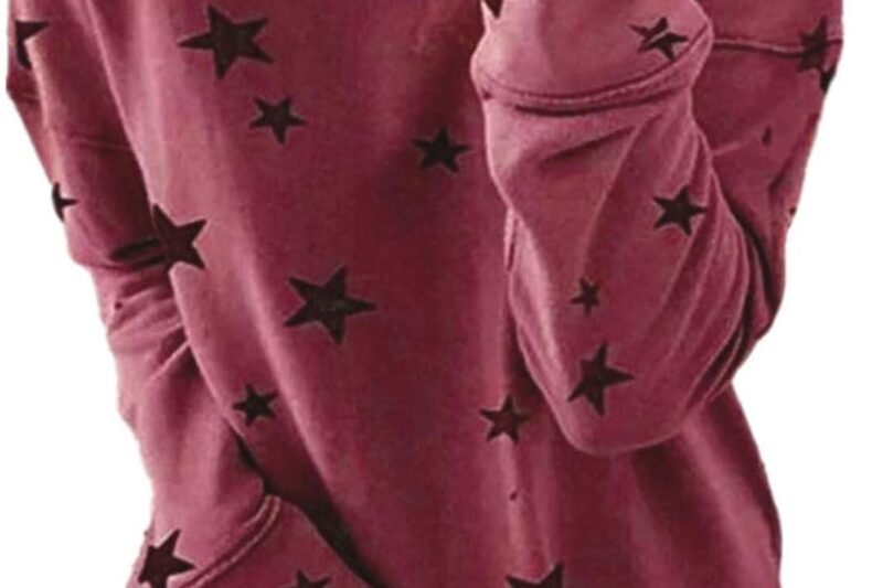 PIFAME Womens Sweatshirt Crew Neck Star Graphic Pullover Tops 2024 Fall Casual Long sleeve Oversized Sweatshirt
