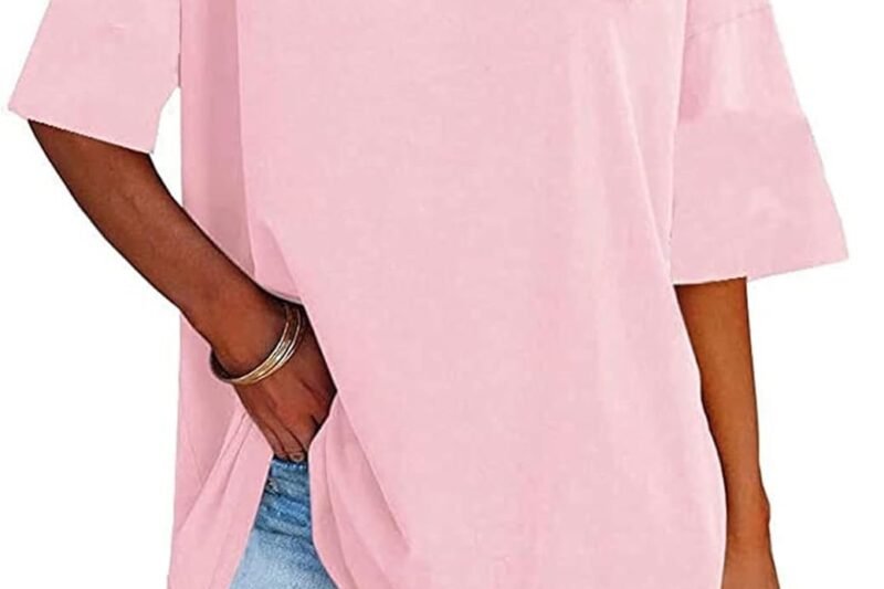 2025 Womens Oversized T Shirts Loose Fit Basic Tees Crewneck Short Sleeve Tops Summer Casual Tunic