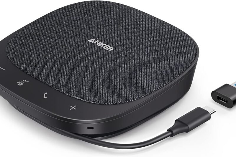 Anker PowerConf S330 USB Speakerphone, Conference Microphone for Home Office, Smart Voice Enhancement, Plug and Play, 360° Voice Coverage, Powerful Sound, Desktop PC Speaker, Online Meetings