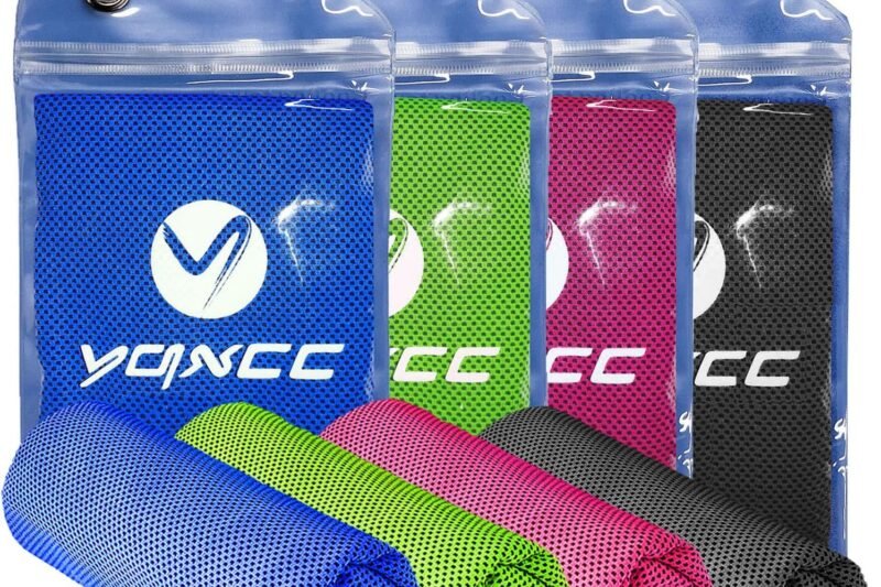YQXCC Cooling Towels | 4 Pack 47″x12″ | Ice Cool for Neck | Microfiber Soft Breathable Chilly | for Yoga, Sports, Golf, Gym, Camping, Running, Fitness, Workout & More Activities