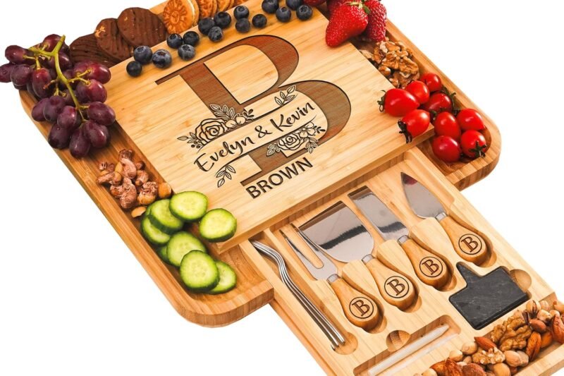 Personalized Charcuterie Board Gifts Set, Custom Large Cheese Board, Charcuterie Board for Wedding, Anniversary, Birthday, Housewarming, Engagement, Party, New Home Gift Couple, Fathers Day, Christmas