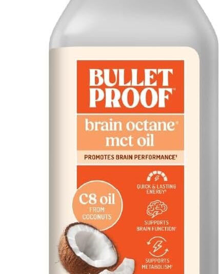 Bulletproof Brain Octane C8 MCT Oil, 16 oz – 100% Pure Coconut Oil, Triple-Distilled Keto Energy Supplement for Coffee & Smoothies, Unflavored, No Additives or Fillers, Non-GMO