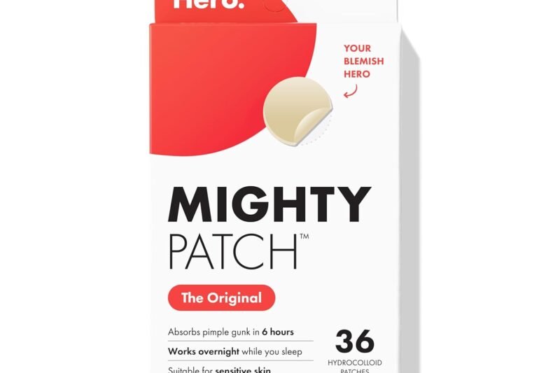 Mighty Patch Original Patch from Hero Cosmetics – #1 Hydrocolloid Acne Pimple Patches for Face, Shrinking Zits & Whiteheads in 1 Use, Nighttime Spot Pimple Stickers for Face, 36 Count