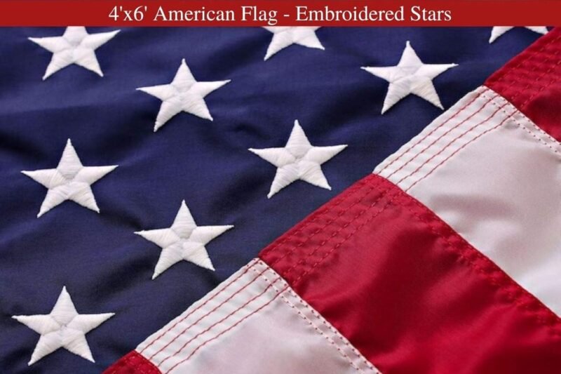 American Flag 4×6 for Outdoor Use | Made in USA-not imported Heavy-Duty Flag with Embroidered Stars and Sewn Stripes | U.S. Flag for Outside
