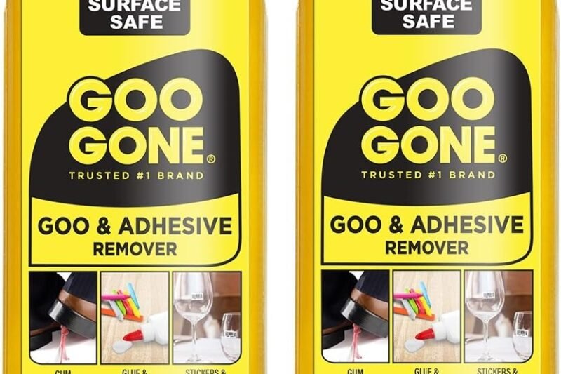 Goo Gone Adhesive Remover – 2 Pack – 8 Ounce – Surface Safe Adhesive Remover Safely Removes Stickers Labels Decals Residue Tape Chewing Gum Grease Tar Crayon Glue