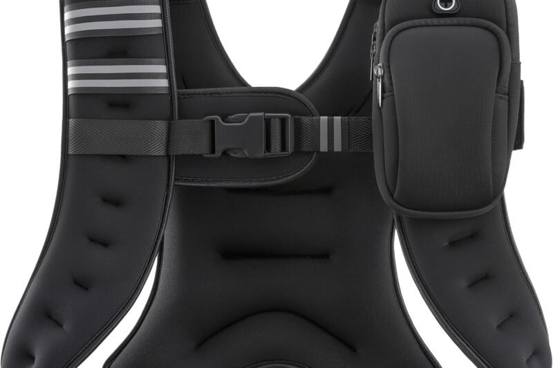 ZELUS Weighted Vest, 6lb/8lb/12lb/16lb/20lb/25lb/30lb Weight Vest with Reflective Stripe for Workout, Strength Training, Running, Fitness, Muscle Building, Weight Loss, Weightlifting