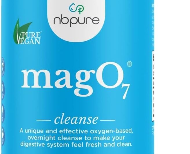 nbpure MagO7 – Natural Colon Cleanse & Detox – Occasional Constipation Relief, Stool Softener, & Bloating Support for Men & Women – Ozonated Magnesium Oxide, 180 Capsules