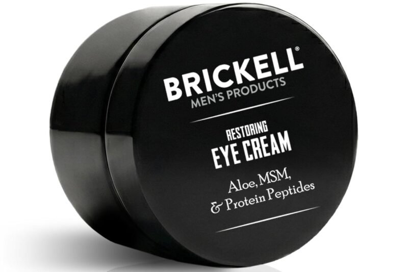 Brickell Men’s Restoring Under Eye Cream for Men, Anti Aging Eye Balm To Reduce Puffiness, Wrinkles, Dark Circles, Crows Feet & Eye Bags, Caffeine, Hyaluronic Acid & Protein Peptides, 0.5oz, Unscented