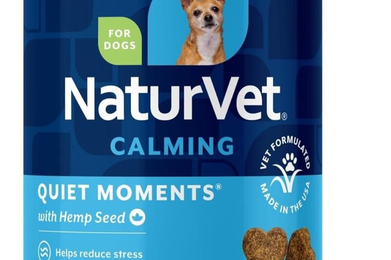 NaturVet Quiet Moments Calming Aid Dog Supplement, Helps Promote Relaxation, Reduce Stress, Storm Anxiety, Motion Sickness for Dogs (Quiet Moments Plus Hemp, 180 Soft Chews)