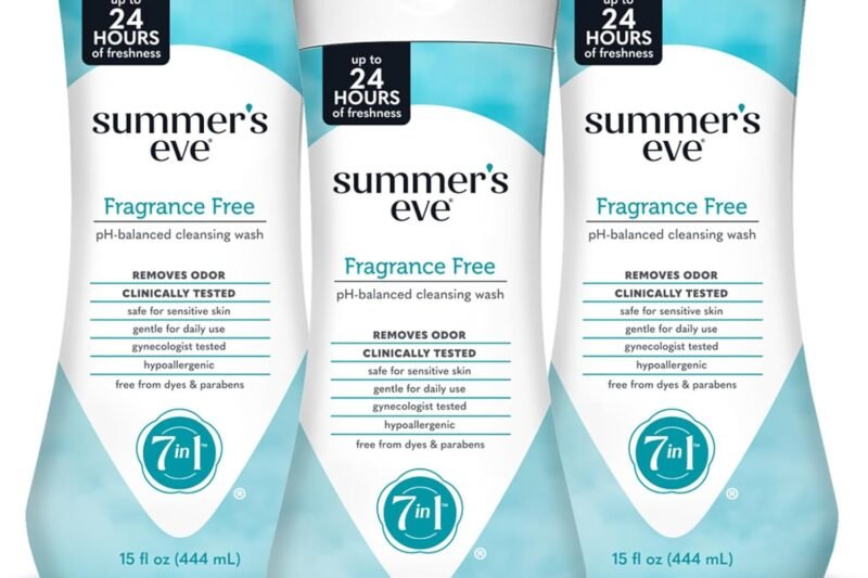 Summer’s Eve Fragrance Free All-Over Feminine Wash, Gentle pH-Balanced Body Wash for Women, Removes Vaginal Odor, 15 Fl Oz, Pack of 3