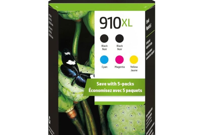 HP Original 910XL Black, Cyan, Magenta, Yellow High-Yield Ink Cartridges (5-Pack) | Works OfficeJet 8010, 8020 Series OfficeJet Pro 8020, 8030 Series | Eligible for Instant Ink | 6ZA58AN