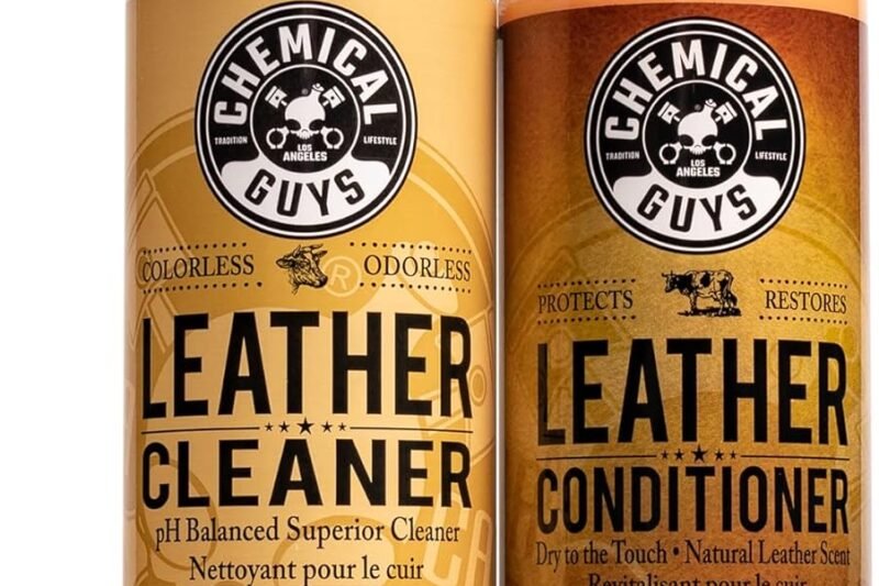 Chemical Guys Leather Cleaner and Conditioner Kit – Car Cleaner and Conditioner, Safely Cleans & Conditions Leather Car Interiors, Furniture, Shoes, Boots, Bags, Apparel & More, 2 Bottles (16 oz Each)