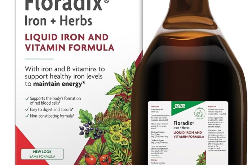 Floradix Iron & Herbs – Liquid Herbal Supplement for Energy Support – Iron Supplement with Vitamin C & Vitamin B Complex – Ferrous Gluconate Iron – for Men & Women – 23.7 fl oz