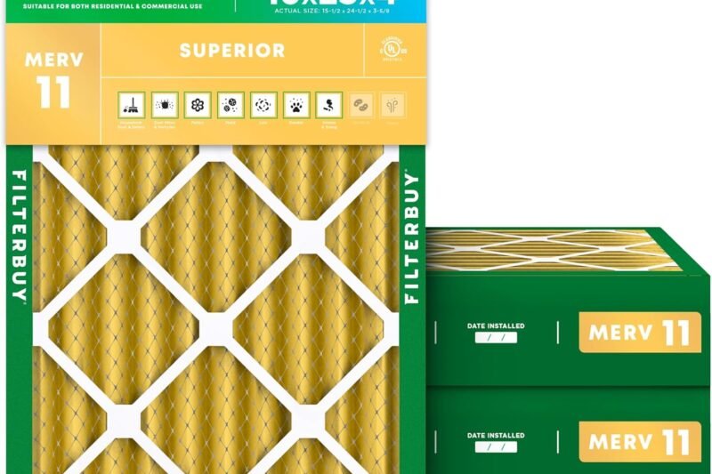 Filterbuy 16x25x4 Air Filter MERV 11 Superior Pet & Allergy Defense (4-Pack), Electrostatic Pleated HVAC AC Furnace Filters Replacement, Made in USA (Actual Size: 15.50 x 24.50 x 3.63)